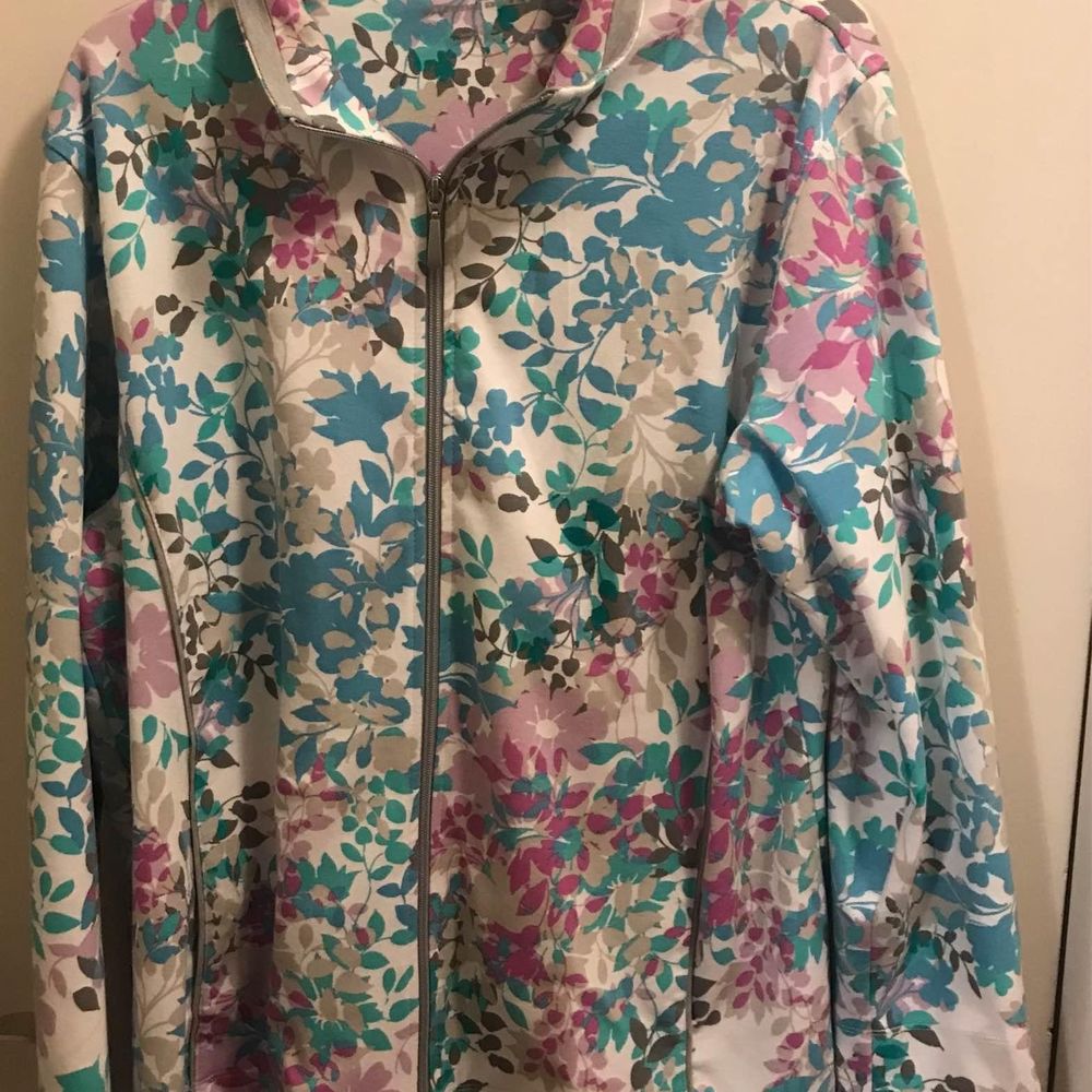 Allison Daley Floral Zip Up Jacket Size Large